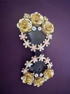 Meghan LA Gold and Pink Floral Oversized Sunglasses